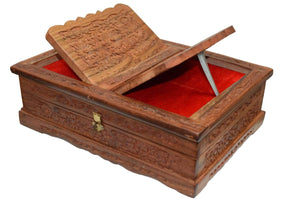 Holy foldable Book Stand Wooden Handcarved Rehal Box For Quran,Bible,Gita,Gurugranth , , Christmas or Valentine's Day Gift-menswallet