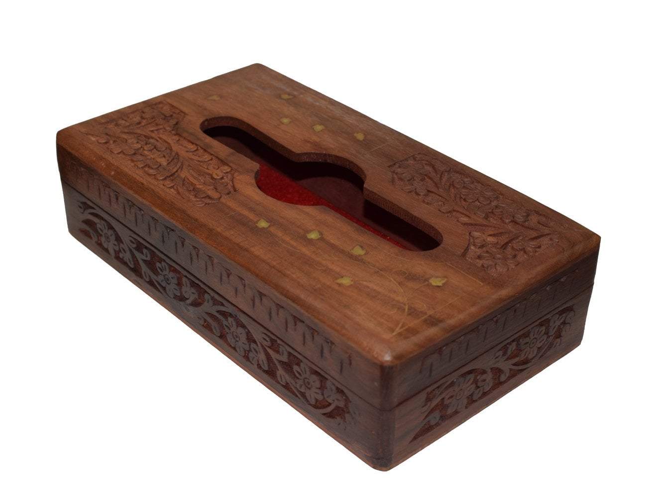 Tissue Box Cover - Handmade sheesham Tissue Paper Holder Decorative Brass Work - Unique Designer Wooden Tissue Holder/Tissue Dispenser 10" x 6" - wallets for men's at mens wallet