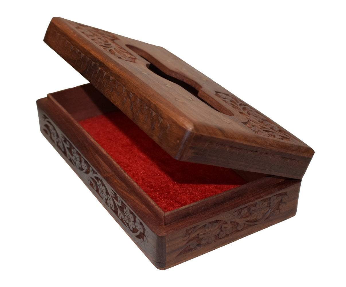 Tissue Box Cover - Handmade sheesham Tissue Paper Holder Decorative Brass Work - Unique Designer Wooden Tissue Holder/Tissue Dispenser 10" x 6" - wallets for men's at mens wallet