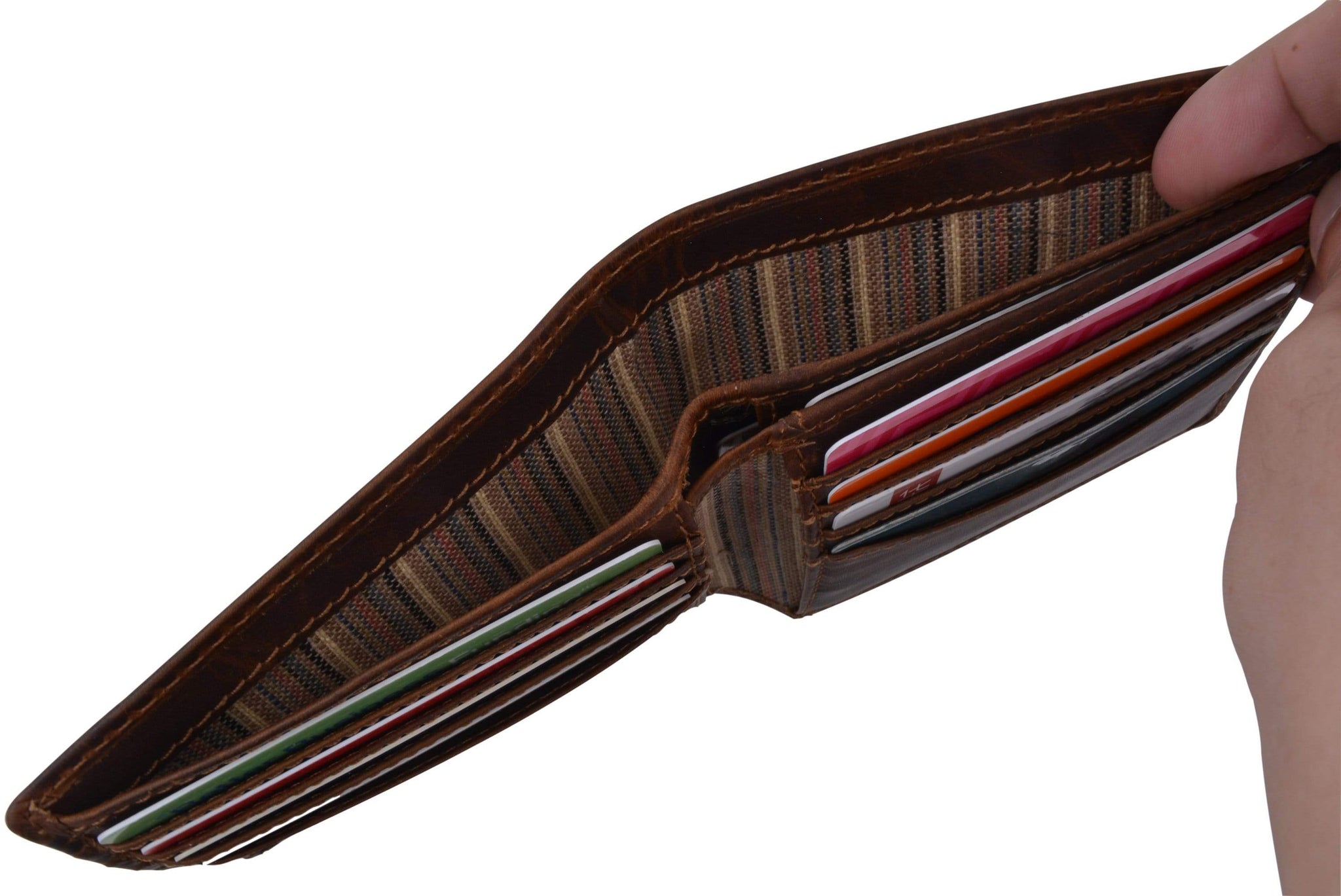 Cazoro Mens Distress Vintage Leather RFID Tested Credit Card ID Bifold Wallet-menswallet