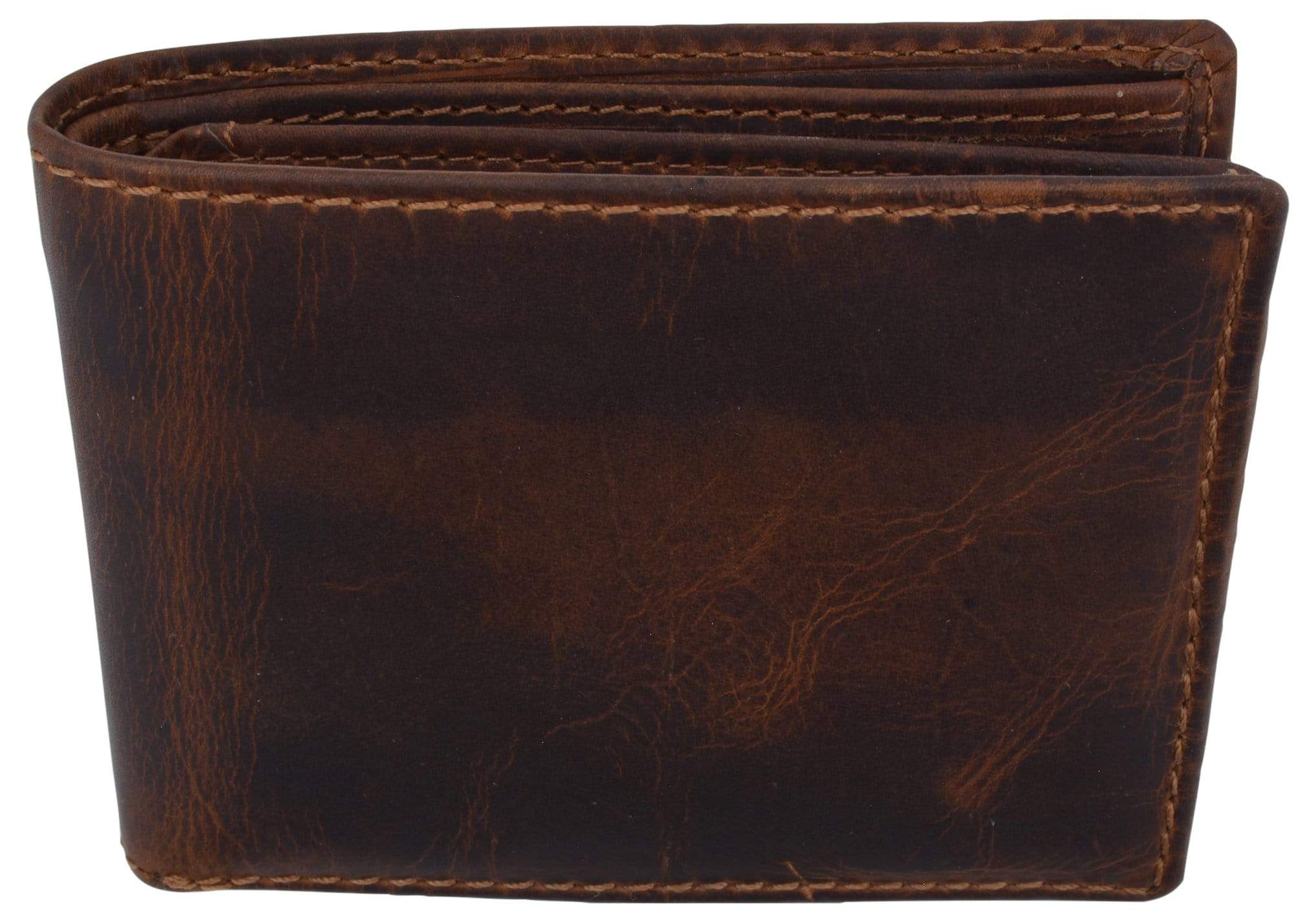 Cazoro Mens Distress Vintage Leather RFID Tested Credit Card ID Bifold Wallet-menswallet