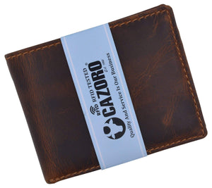 Cazoro Mens Distress Vintage Leather RFID Tested Credit Card ID Bifold Wallet-menswallet