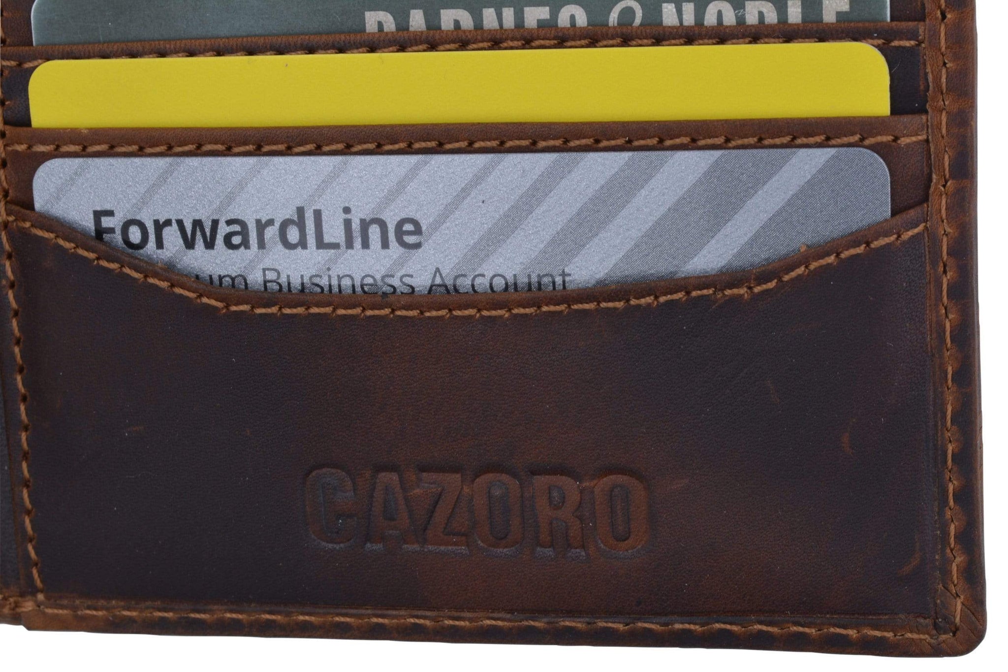 Cazoro Mens Distress Vintage Leather RFID Tested Credit Card ID Bifold Wallet-menswallet