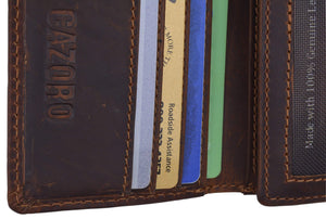 Cazoro Mens RFID Blocking Hunter Leather Credit Card ID Trifold Wallet-menswallet