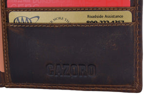 Cazoro Mens RFID Blocking Slim Hipster Bifold Euro Hunter Leather Wallet-menswallet