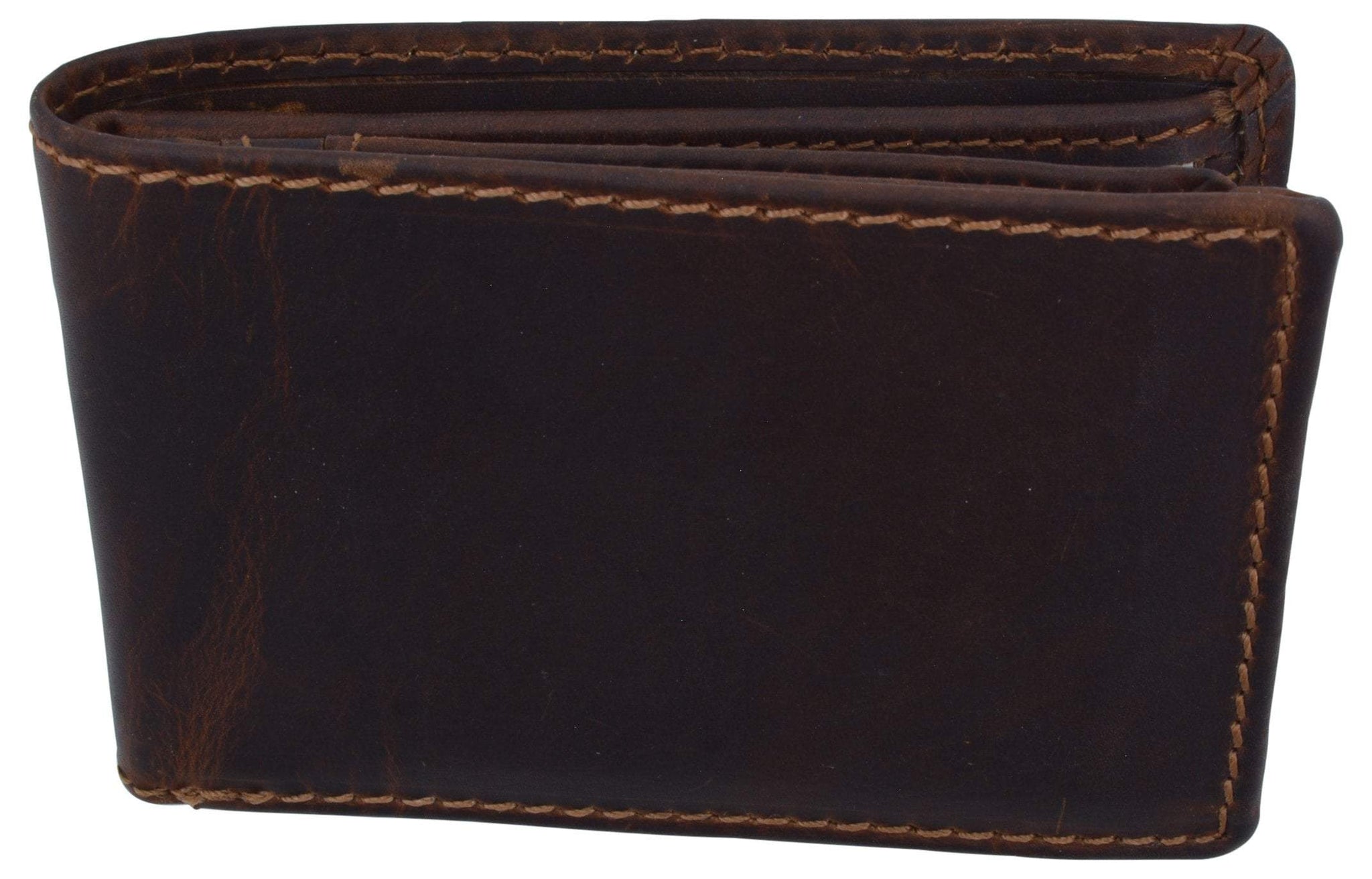 New Cazoro RFID Premium Vintage Leather Small Slim Mens Bifold Wallet with Coin Pouch-menswallet