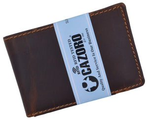 New Cazoro RFID Premium Vintage Leather Small Slim Mens Bifold Wallet with Coin Pouch-menswallet