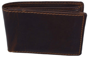 RFID Hunter Leather Slim Mens Bifold Credit Card ID Wallet with Coin Pouch-menswallet