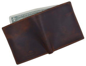 RFID Men's Distress Vintage Leather Men's Slim Hipster Bifold Euro Wallet by Cazoro-menswallet
