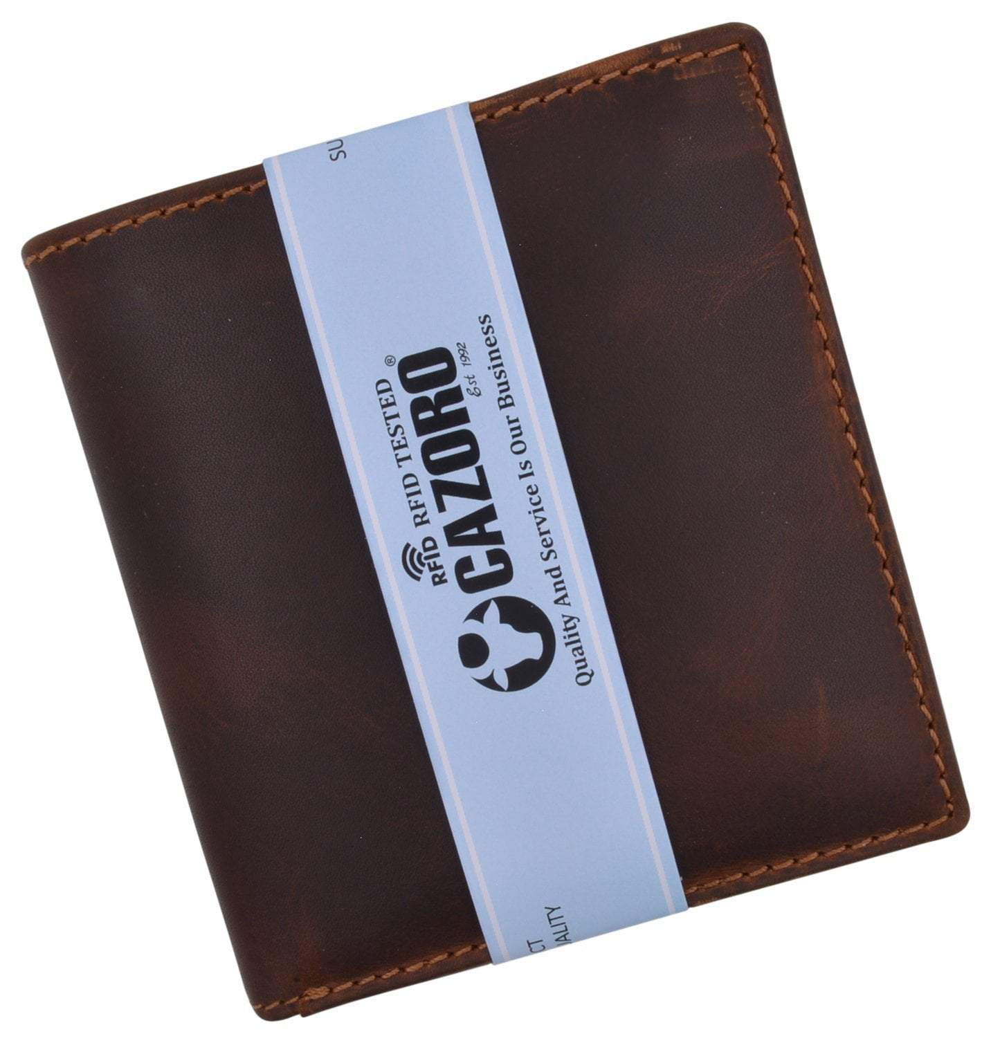 RFID Men's Distress Vintage Leather Men's Slim Hipster Bifold Euro Wallet by Cazoro - wallets for men's at mens wallet