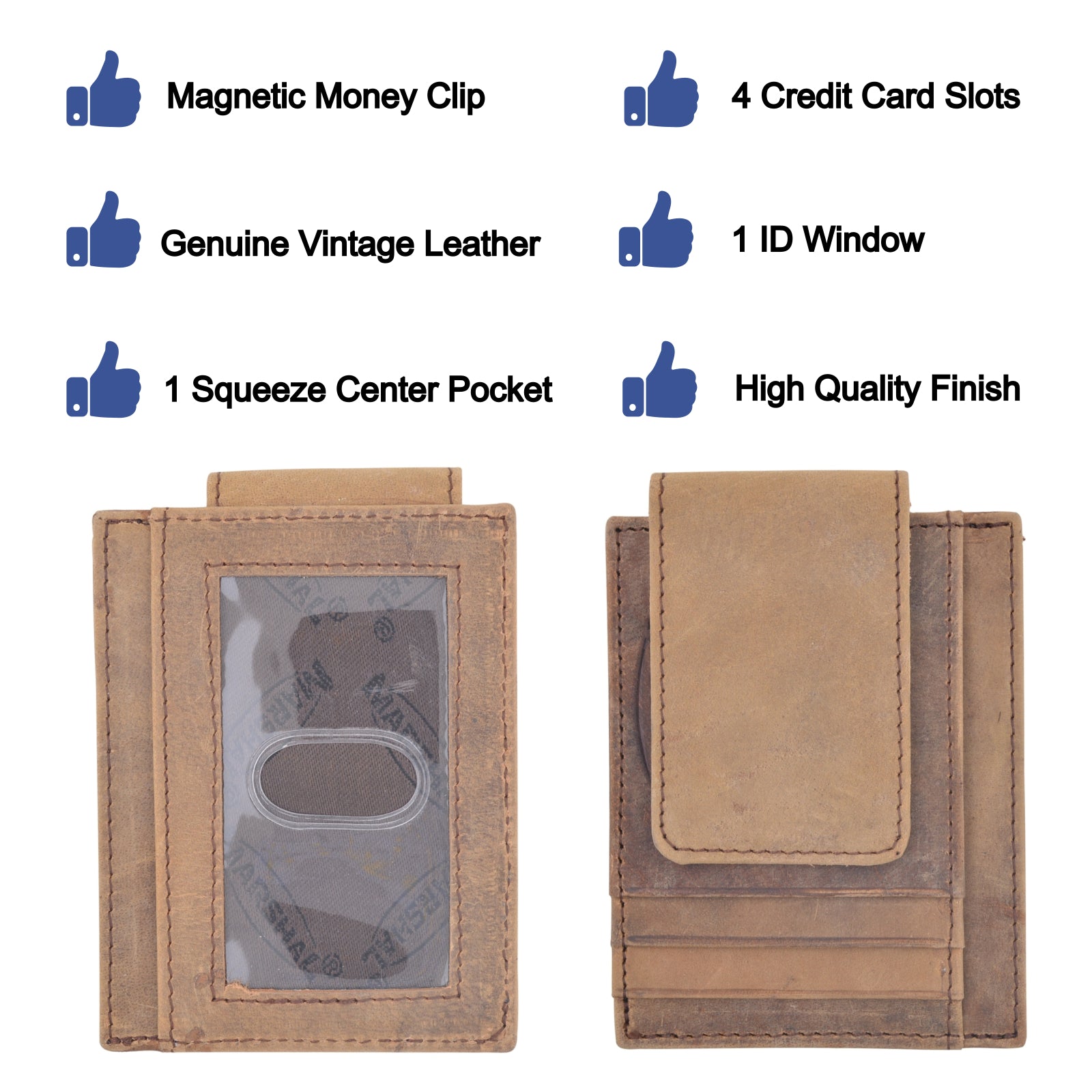menswallet - / Money Clip Slim Vintage Leather Wallet For Men
