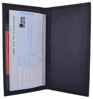 Basic PU Leather Blue Checkbook Covers-menswallet