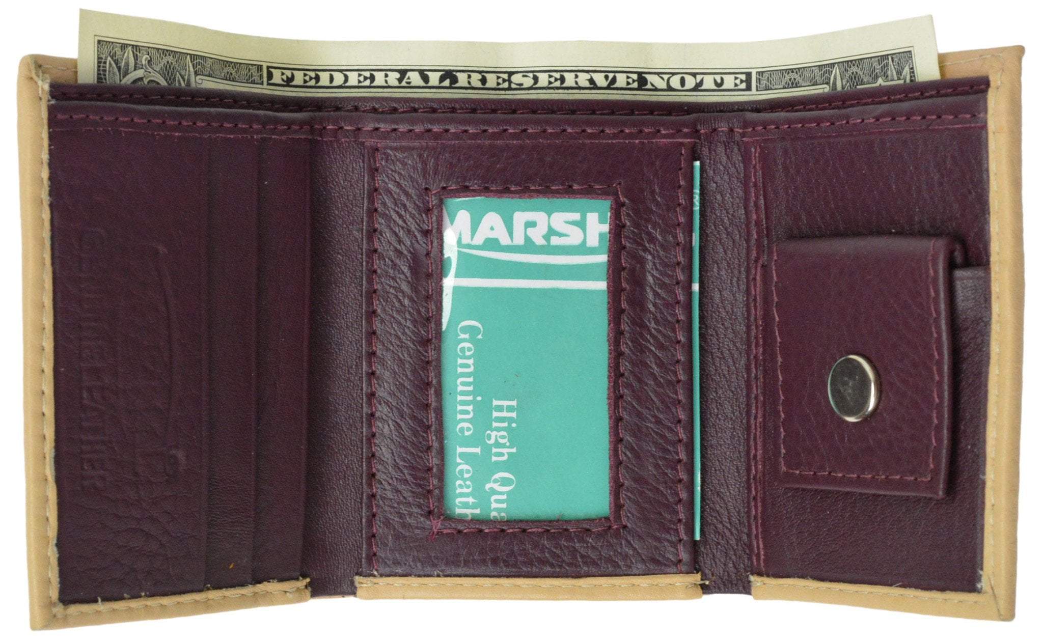 Premium Soft Leather Childrens Trifold Wallet Kids Bicolor Wallet Gift P 825 (C)-menswallet