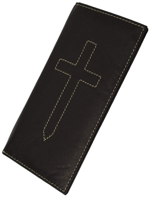 156CF_JE Cross Sign Basic Leather Checkbook Cover-menswallet
