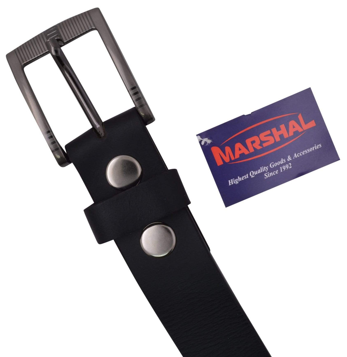 Casual Belt Men's 1.5" Wide Top Grain Genuine Leather Square Silver Buckle by Marshal-menswallet