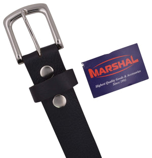 Durable Genuine Leather Mens Belt with Silver Buckle Black Brown by Marshal-menswallet