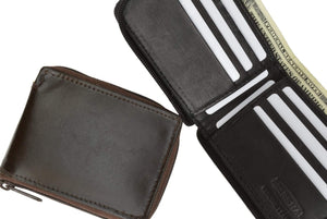 All Rounder Zipper Mens Leather Bifold Wallet 574-menswallet