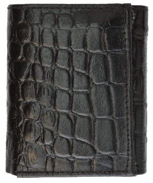 Alligator Print Cowhide Leather Trifold Wallet with ID Window & Credit Card Slots 71107 CR-menswallet