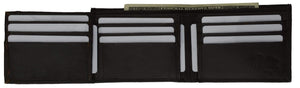 Bifold Cowhide Leather Wallet Outside Flap ID Card Holder 92 CF-menswallet