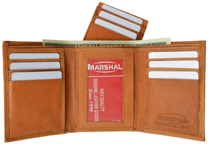 Cowhide Leather Removable Flap Card ID Holder Trifold Wallet 1955 CF-menswallet