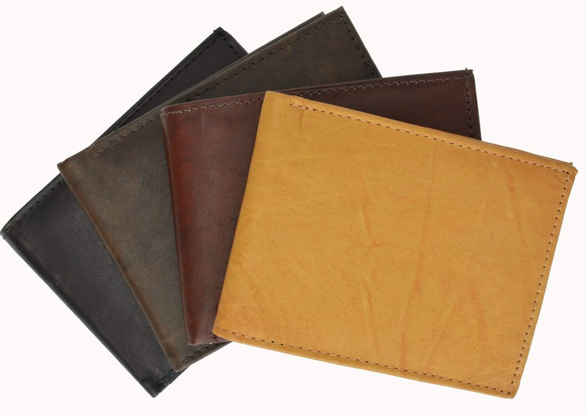 Cowhide Leather Slim Bifold Wallet with ID Window and Credit Card Sleeves 1310 CF - wallets for men's at mens wallet