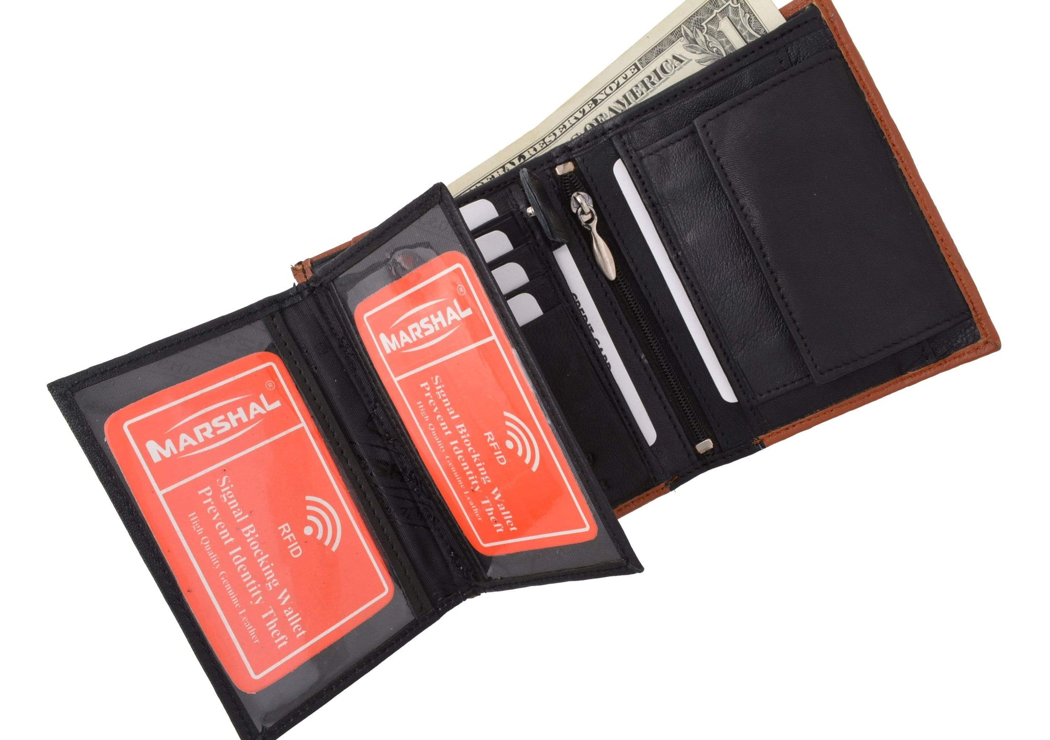 Leather Purse Wallet with Three Section for Note Change and Cards RFID Leather Purse Wallet with Three Section for Note Change and Cards RFID