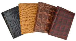 Crocodile Print Cowhide Leather Trifold Wallet with Center ID Window & Credit Card Slots 71055 CR-menswallet