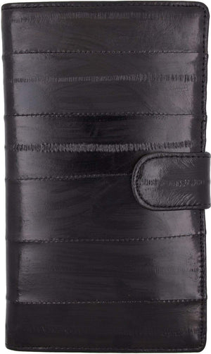 Eel Skin Leather Credit Card Holder Wallet 19 Card Slots & 1 ID Window With Snap E 1629-menswallet