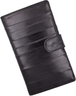 Eel Skin Leather Credit Card Holder Wallet 19 Card Slots & 1 ID Window With Snap E 1629-menswallet