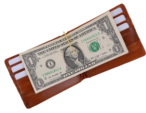 Eel Skin Soft Leather Bifold Wallet with Center Money Clip E 717-menswallet