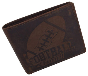 Football Logo Mens RFID Blocking Genuine Leather Bifold Wallet-menswallet