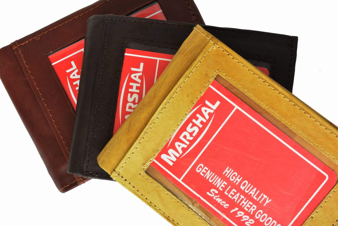 Genuine Cowhide Leather Bifold Mens Wallet with Middle Flap and Coin Pouch 1786 CF - wallets for men's at mens wallet