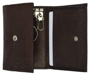 Genuine Cowhide Leather Keychain Holder Trifold Wallet 312 CF (C)-menswallet