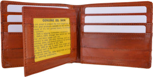 Genuine Eel Skin Bi fold Middle ID Flap Mens Wallet E 709-menswallet