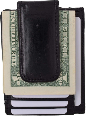 Genuine Eel Skin Leather Money Clip Front Pocket Wallet with Magnet Clip and Card ID Case E 910E-menswallet