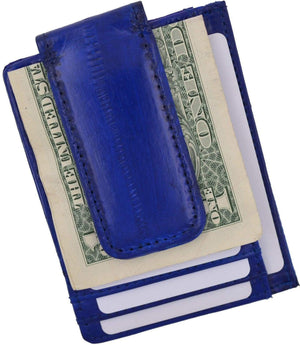 Genuine Eel Skin Leather Money Clip Front Pocket Wallet with Magnet Clip and Card ID Case E 910E-menswallet