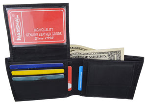 Genuine Lambskin Soft Leather Bifold Credit Card Wallet with Coin Pouch 59-menswallet