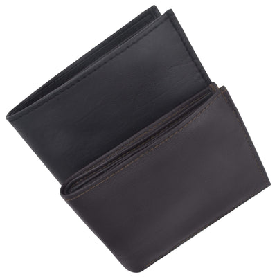 Men's Leather Executive Length Wallet with Zipper Pouch Purse