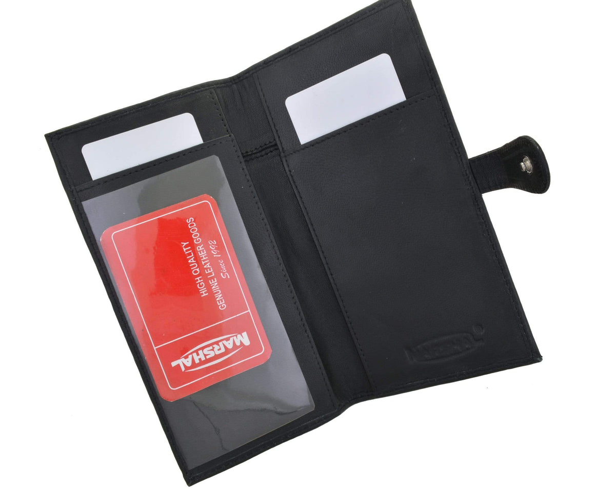 Genuine Leather Basic Checkbook Holder with Snap Closure 157-menswallet
