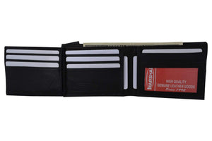 Genuine Leather Bifold 3 ID Windows Card Key Holder Wallet 1792 CF-menswallet