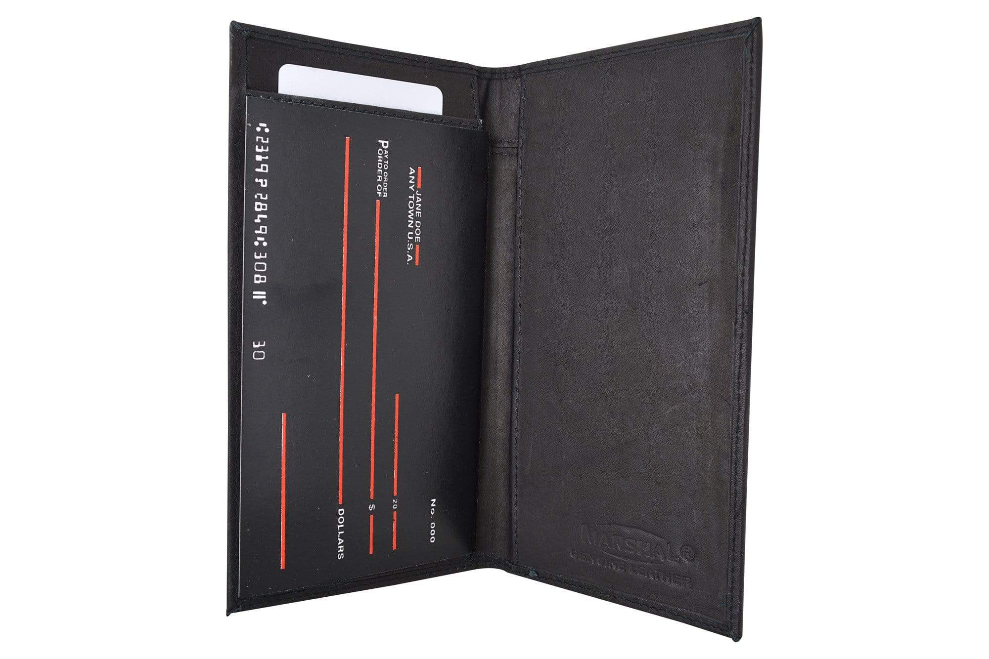 thumbnail image 2 of Marshal Genuine Soft Leather Checkbook Cover With ID Window - Hand Crafted, Bifold, Brand New 2 of 12