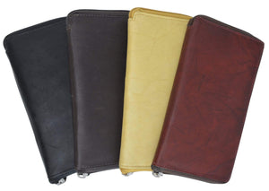 Genuine Leather Checkbook Cover Zippered Credit Card ID Holder Wallet 653 CF (C)-menswallet
