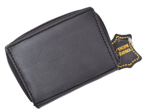 Genuine Leather Credit Card Case Holder Travel Wallet with ID Window 3522-menswallet