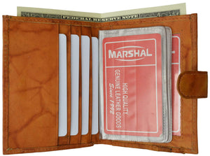Genuine Leather Credit Card Holder Bifold Wallet with ID Window and Snap Closure 1354 CF-menswallet