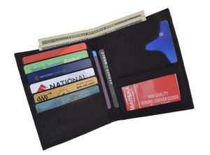 Genuine Leather Large Hipster Bifold Credit Card Id Mens Wallet 502 CF-menswallet