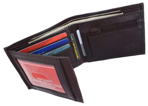 Genuine Leather Mens Bifold Wallet with Change Pocket 1692-menswallet