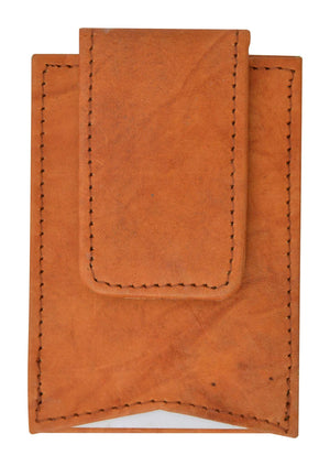 Genuine Leather Mens ID Card Holder Magnetic Money Clip-menswallet