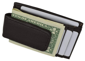 Genuine Leather Money Clip front pocket wallet with magnet clip and card ID Case 910E CF (C)-menswallet