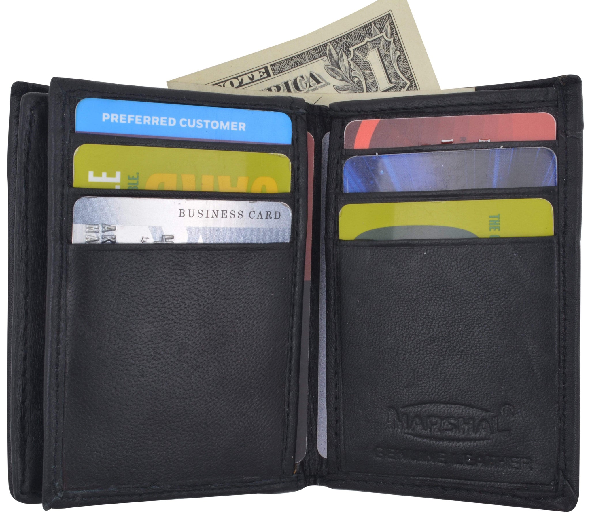Slim Bifold Wallets For Men - Minimalist Leather Front Pocket RFID Card Holder Travel Thin Wallet With Pull Tab