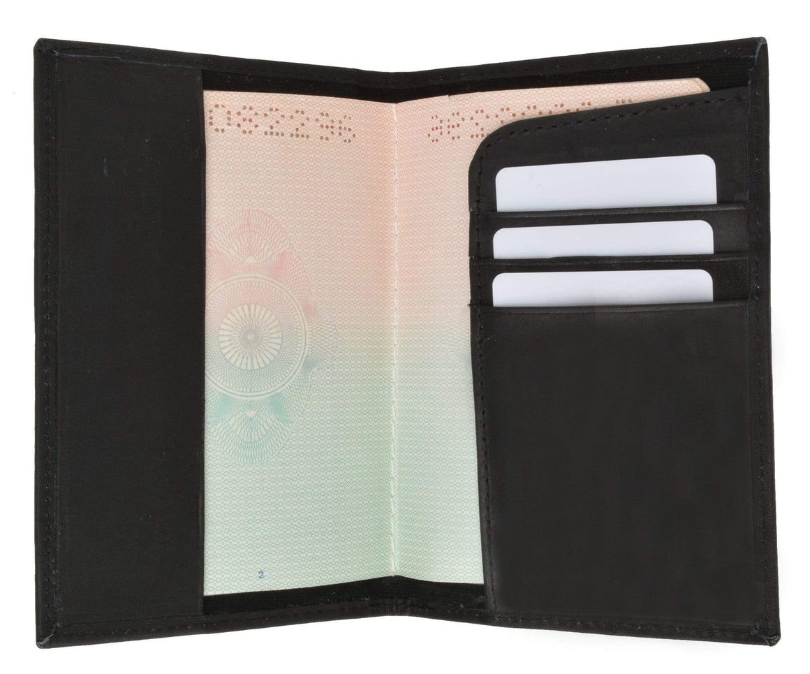 Genuine Leather Passport Cover Holder Wallet Case Travel Gold Embossed 601 CF (C)-menswallet